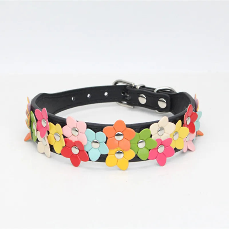 Cute Studded Flower Dog Collar