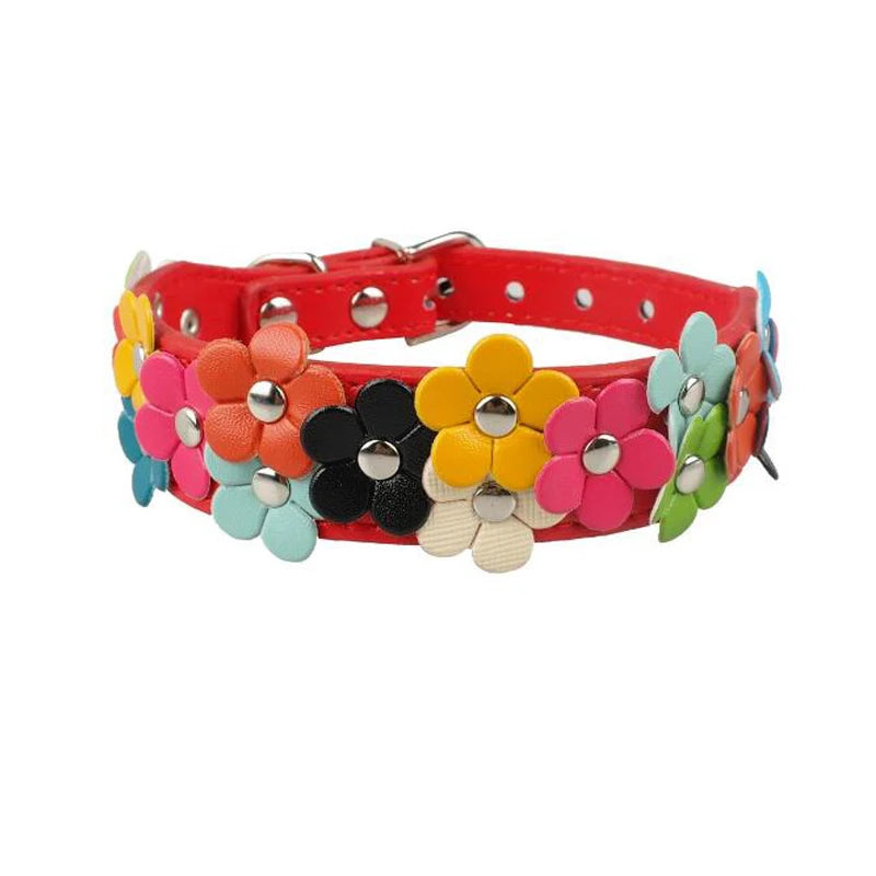Cute Studded Flower Dog Collar