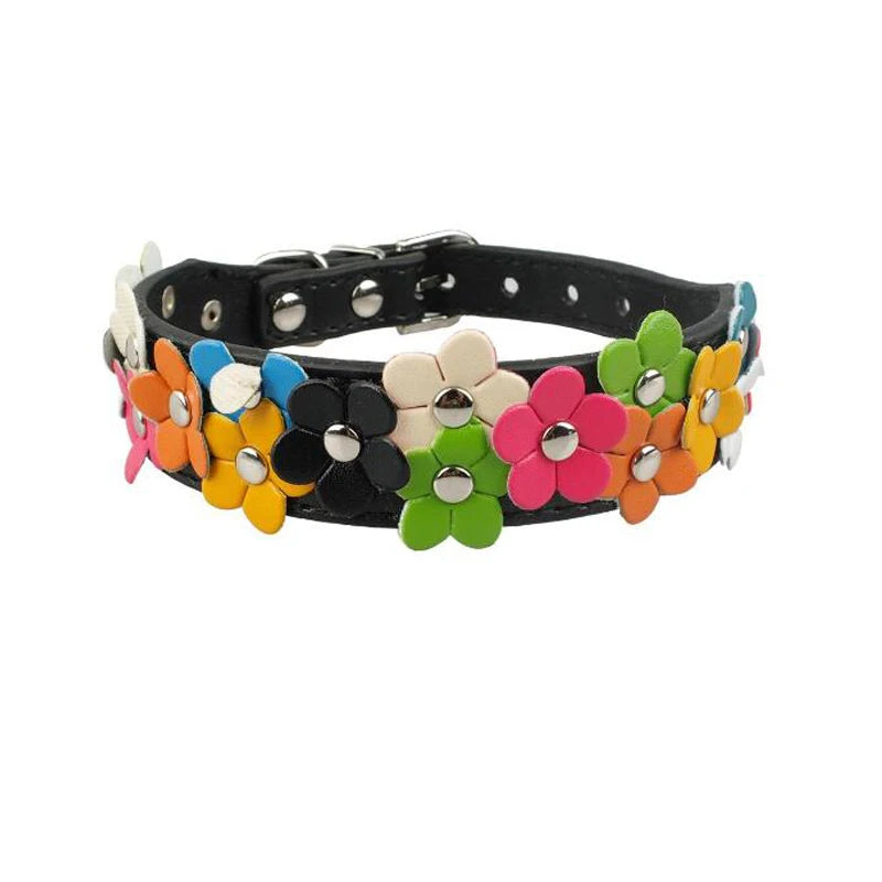 Cute Studded Flower Dog Collar