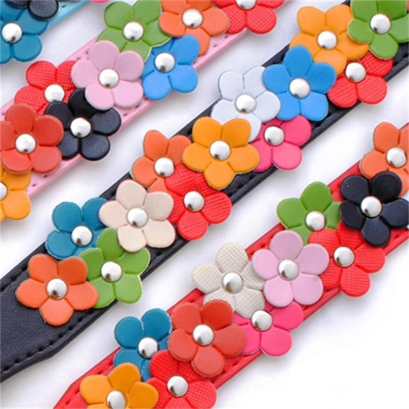 Cute Studded Flower Dog Collar