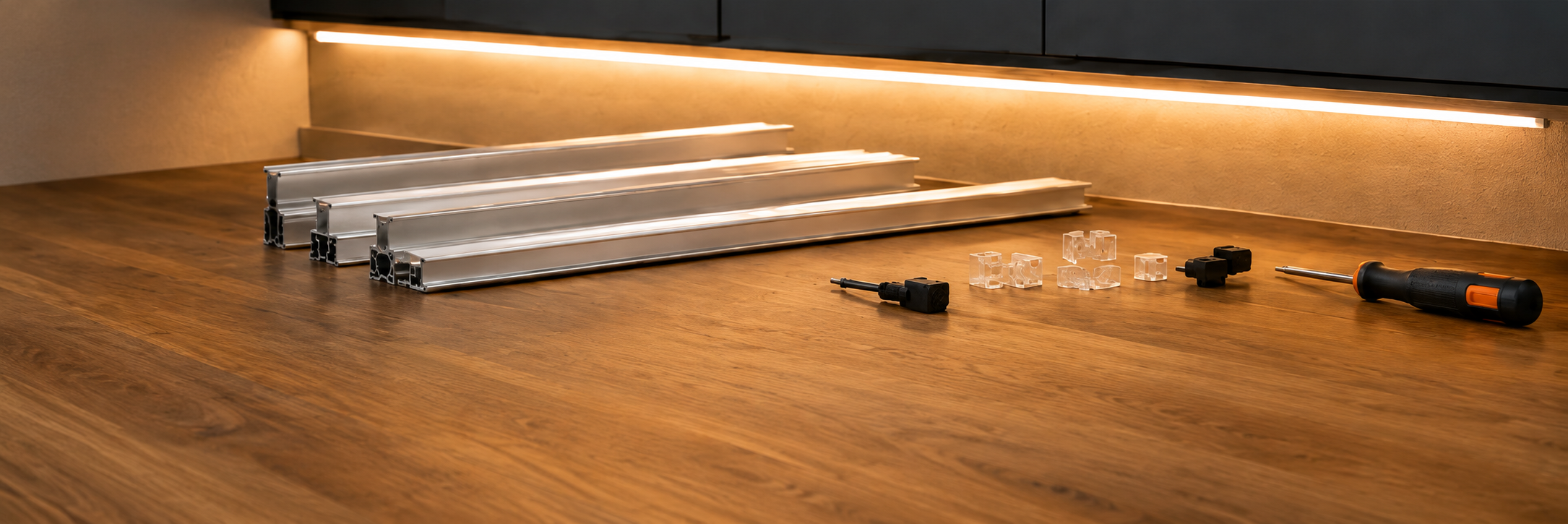 Under cabinet lighting banner